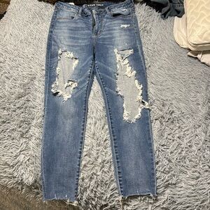 American Eagle High Rise Super Distressed Skinny Jeans